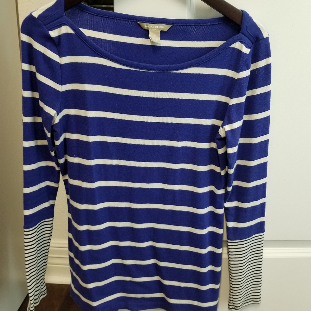 Banana Republic royal blue white stripe top